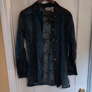 Chico's Dark Teal Sheer Blouse